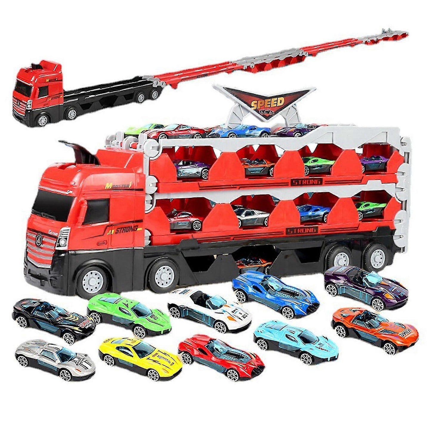 Kids Mega Hauler Truck With Ejection Race Track