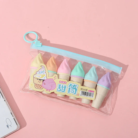 Kawaii Set of 6 Mini Cone Shape Liquid Highlighter