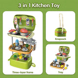 55 PCS Kids Kitchen Playset, 3 in 1 Play Kitchen Accessories Toy, Play Food Sets for Kids Kitchen with Utensils Cookware