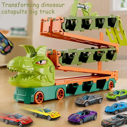 Carrier Truck Toy Car Transporter Includes 6 Metal Cars Toy for Boys Great Gift