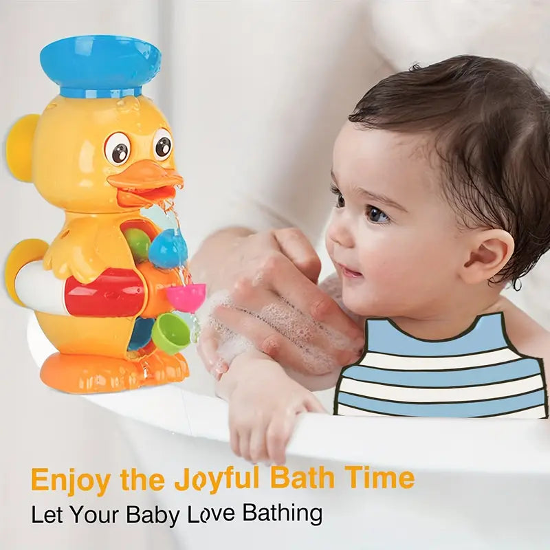 Interactive Duck Bath Toy with a Water Wheel And Spinning Eyes