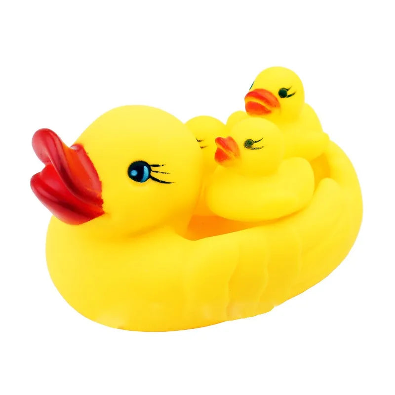 Bathroom Yellow Duck Bathing Water Squeeze Float Ducks 4PCS/Set Baby Bath Toys for Newborn 0-12 Month Gift