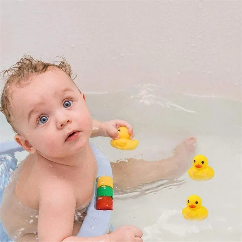 Bathroom Yellow Duck Bathing Water Squeeze Float Ducks 4PCS/Set Baby Bath Toys for Newborn 0-12 Month Gift