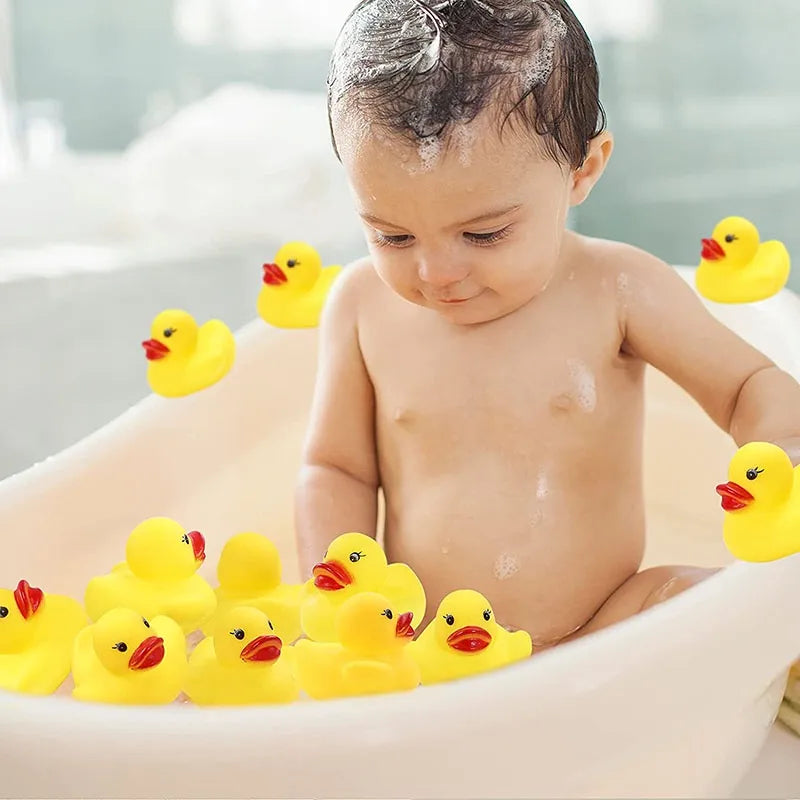 Bathroom Yellow Duck Bathing Water Squeeze Float Ducks 4PCS/Set Baby Bath Toys for Newborn 0-12 Month Gift