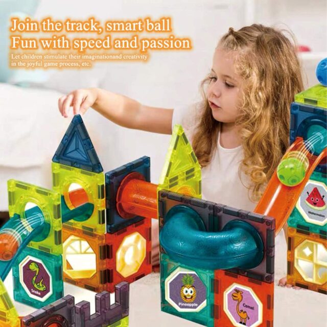 STEM Magnetic Tiles Construction Play with Glowing Light