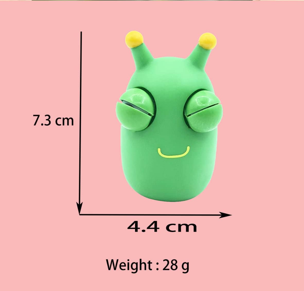 Squeezy Green Worm Stress-Relief Bulging Eyes Toy Funny Stress-Relief