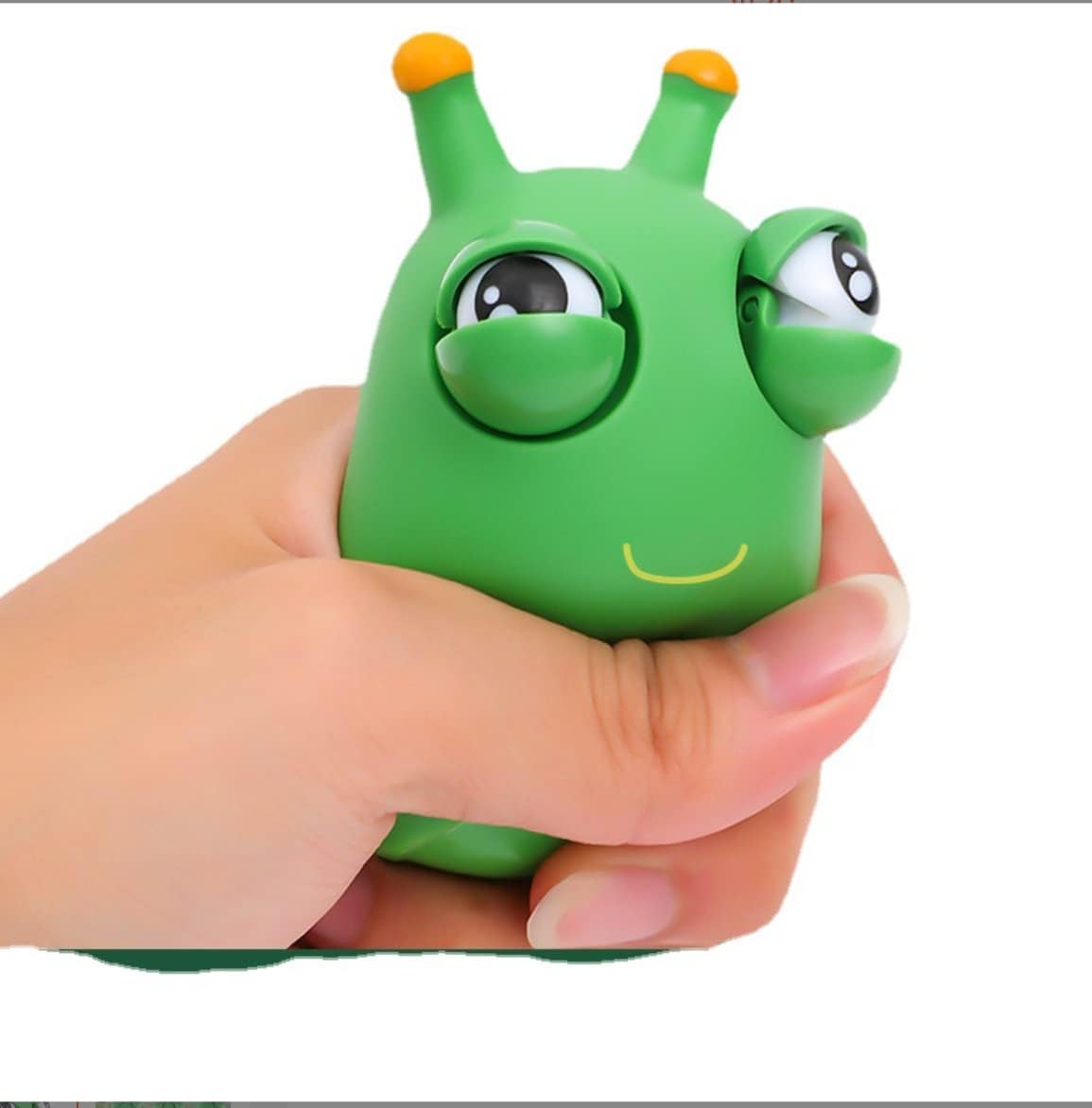 Squeezy Green Worm Stress-Relief Bulging Eyes Toy Funny Stress-Relief