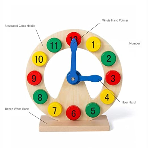 Wooden Two Pointer Clock Model Kid Child Toy Early Learning Resources Time Montessori math toys Teacher Gear Clock Baby Gift