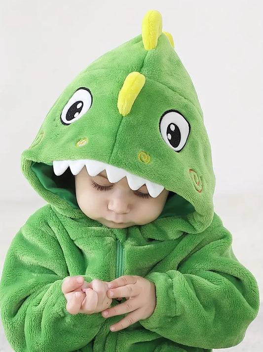 Little Baby Cute Cartoon Dinosaur Long Sleeve Hooded Romper (PRE-ORDER)