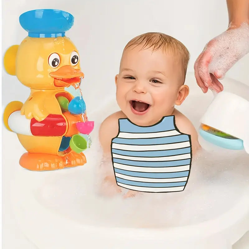 Interactive Duck Bath Toy with a Water Wheel And Spinning Eyes