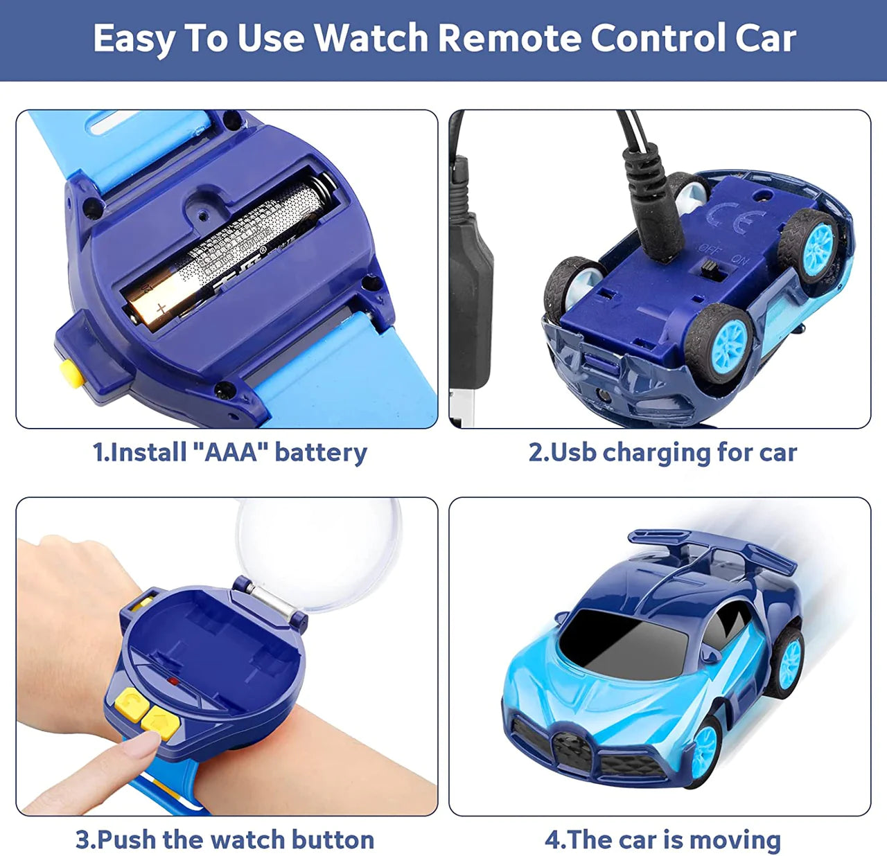 Watch Remote Control Car Toy Mini Watch Control Car Toys Cute Watch RC Car Toy With Light Attractive Gift For Boys And Girls