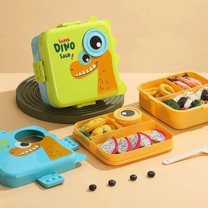 Dinosaur Kids Double Layers School Tiffin Lunch Box