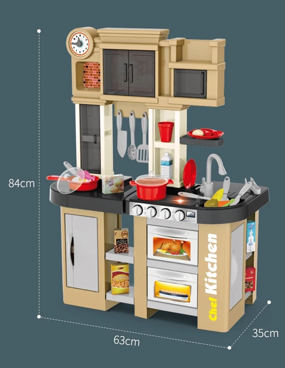 Multicolor 58 Pcs Multifunction Role Play Fashion Pretend Beautiful Kitchen Play Set Toy With Light And Sound