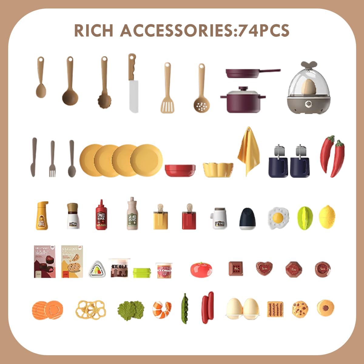 Kitchen Toy for Children, 74 Pieces Children's Game Kitchen Toy