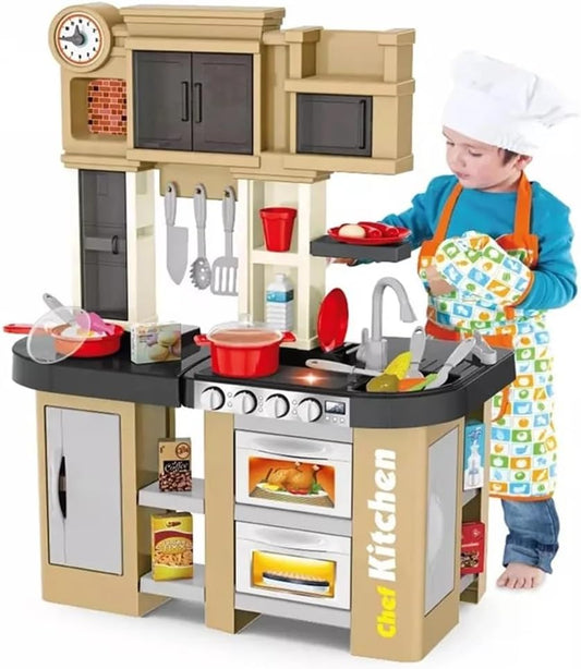 Multicolor 58 Pcs Multifunction Role Play Fashion Pretend Beautiful Kitchen Play Set Toy With Light And Sound