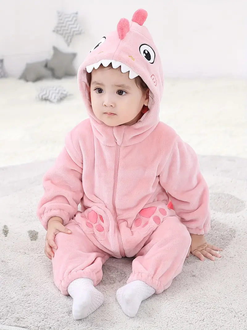 Little Baby Cute Cartoon Dinosaur Long Sleeve Hooded Romper (PRE-ORDER)