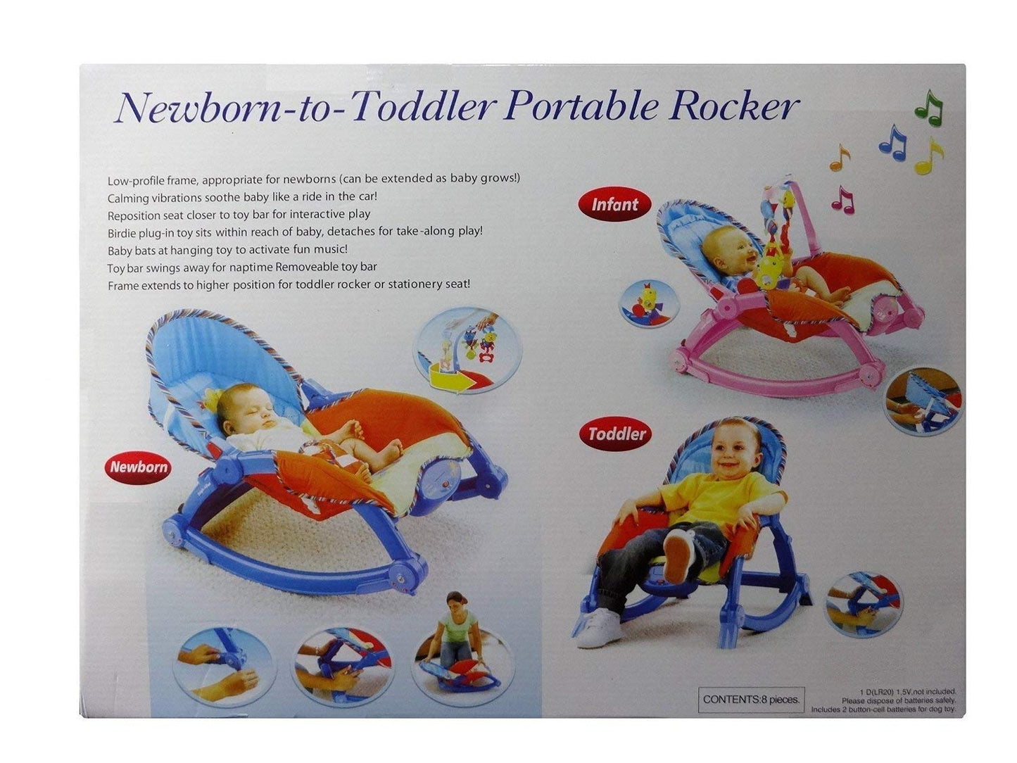 Plutofit Newborn-to-Toddler Portable Rocker Bouncer Chair