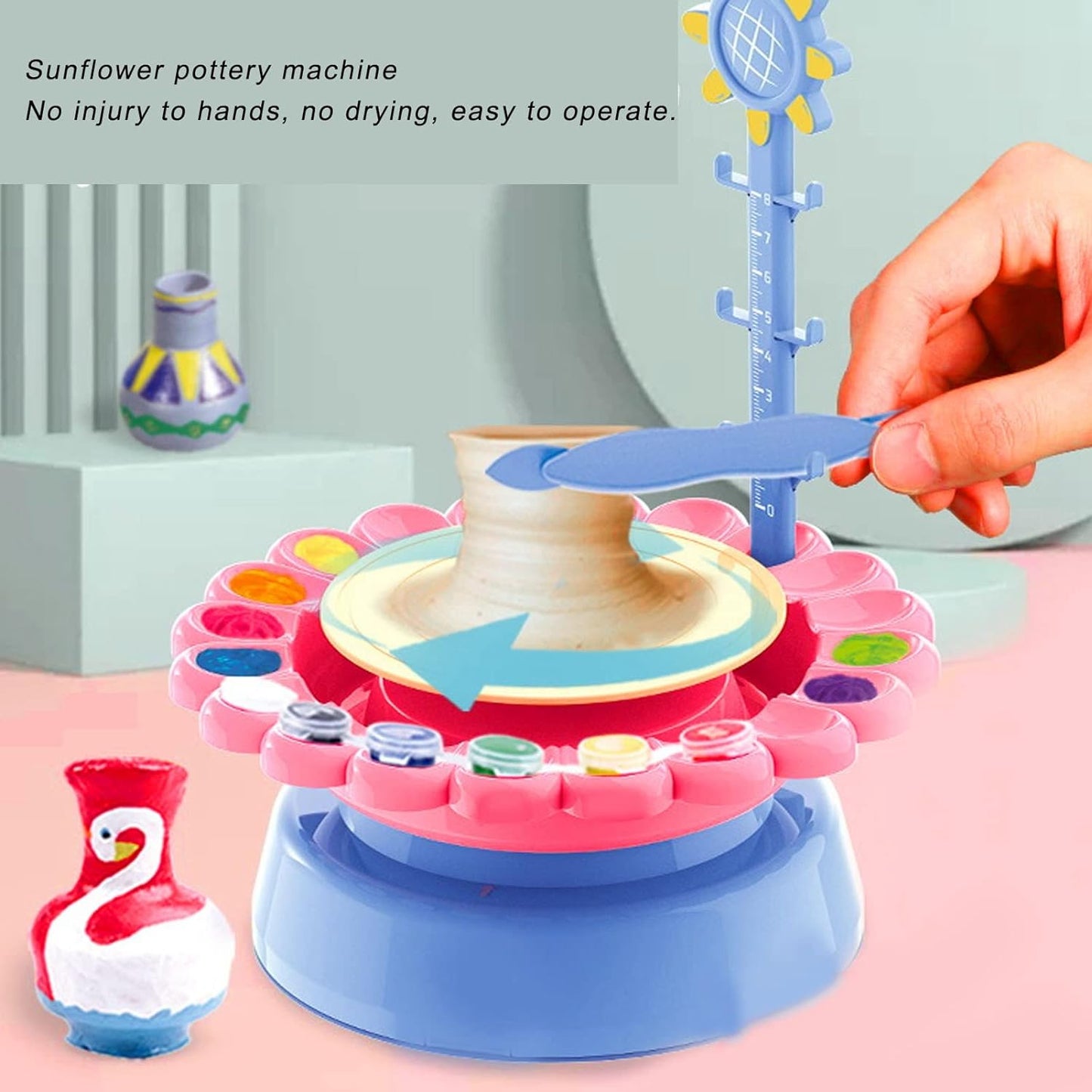 Sunflower Pottery Wheel Pottery Shaping Machine Air Drying Modeling Clay Tool for Kids