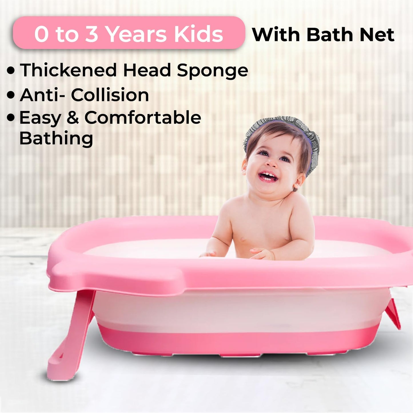 LET'S PLAY Foldable Baby Bath Tub for 0 to 3 Years Kids