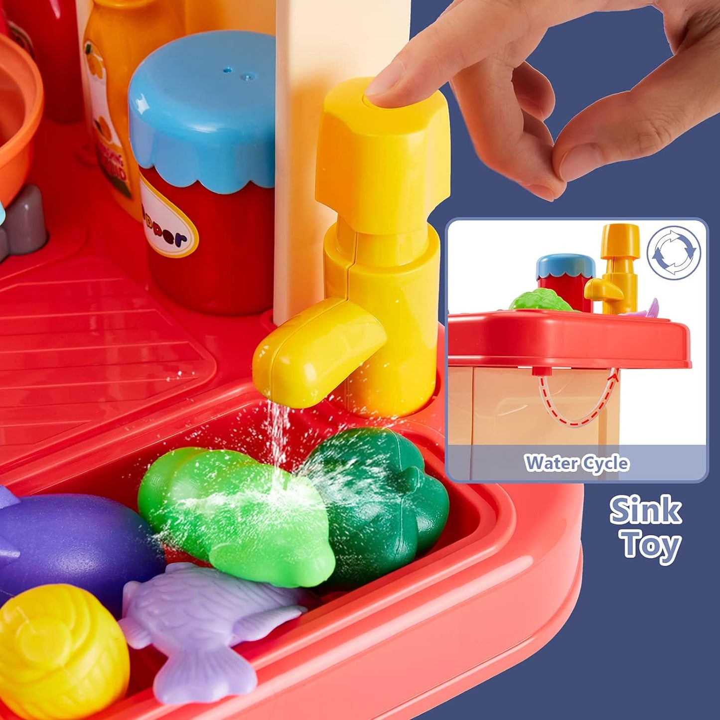 Kids Role Play Toy Mini Size Kitchen Set with Light and Sound Pretend Food Cooking Toys Set Cookware Playset Gifts for Children