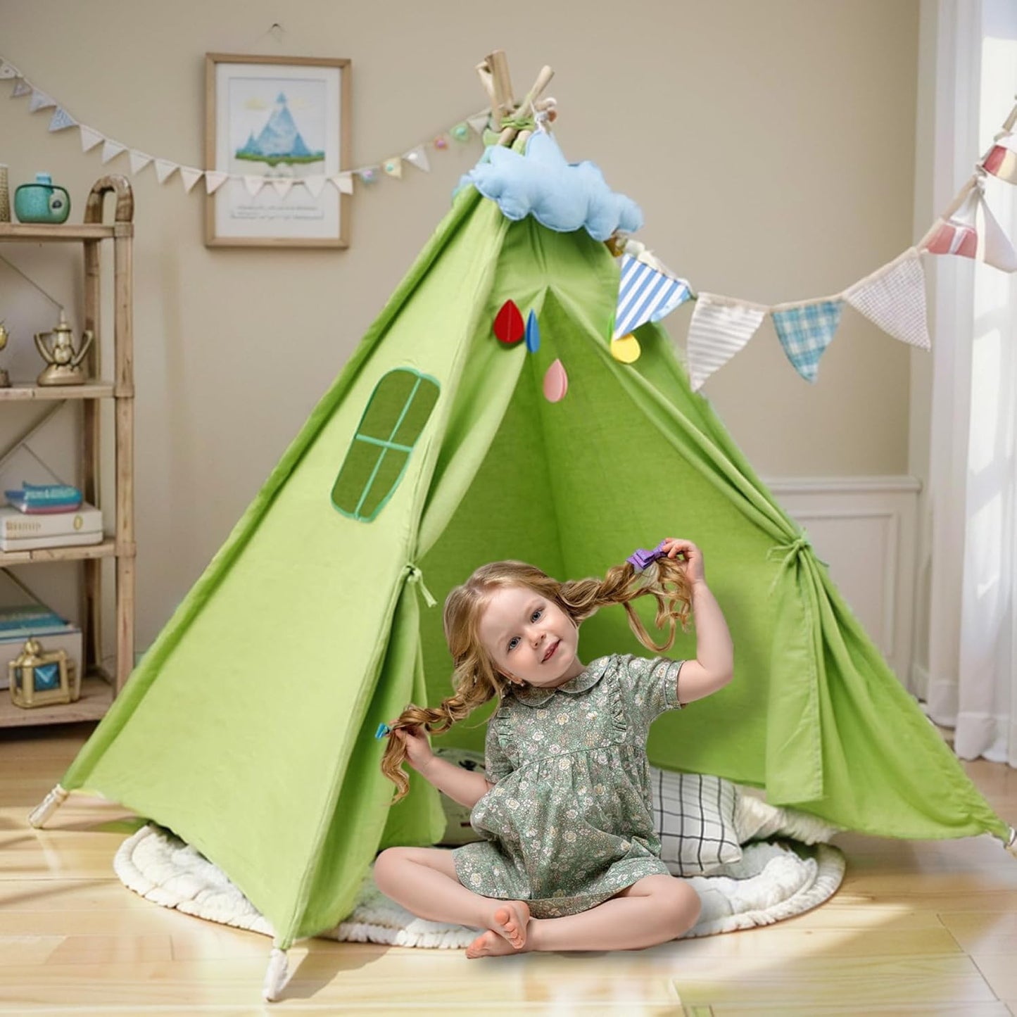 Kids Play Tent 51x47x47'' Teepee Tent for Kids