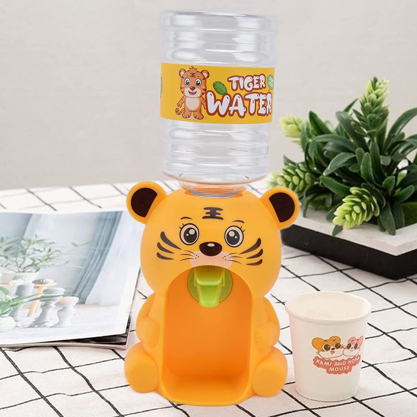 Mini Water Dispenser Cartoon Tiger Water Dispenser For Kids Pretend Play Toys Drinking Water Fountains For Kids Gift