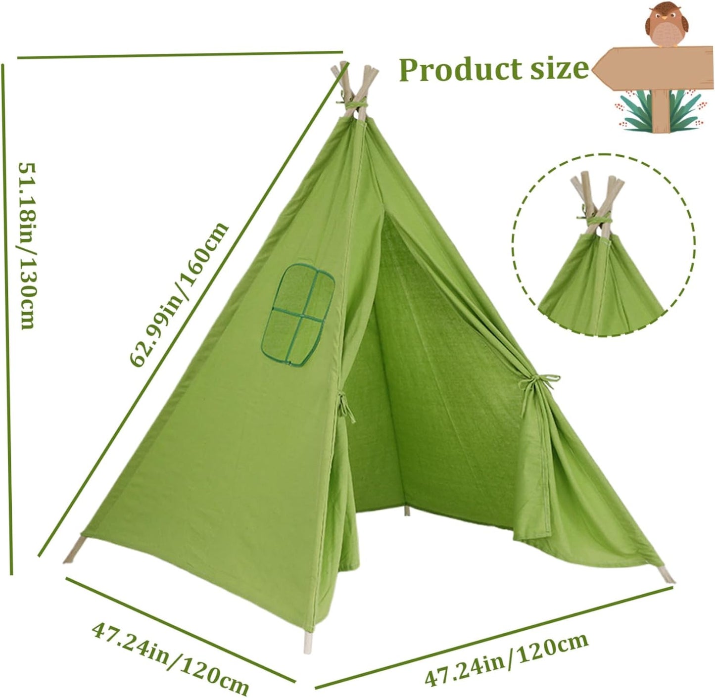 Kids Play Tent 51x47x47'' Teepee Tent for Kids