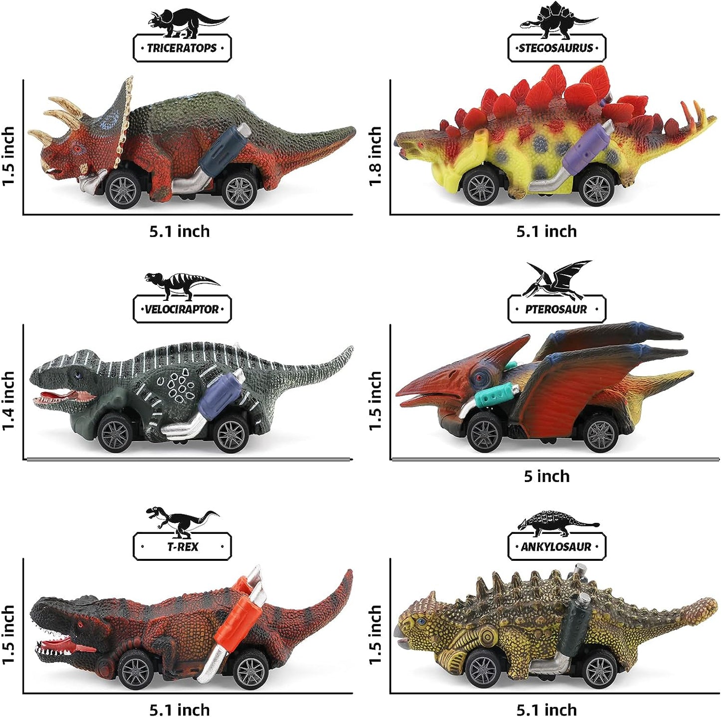 Motorcade Dinosaurs Special Team Toys for Boys and Girls, Pack of 6