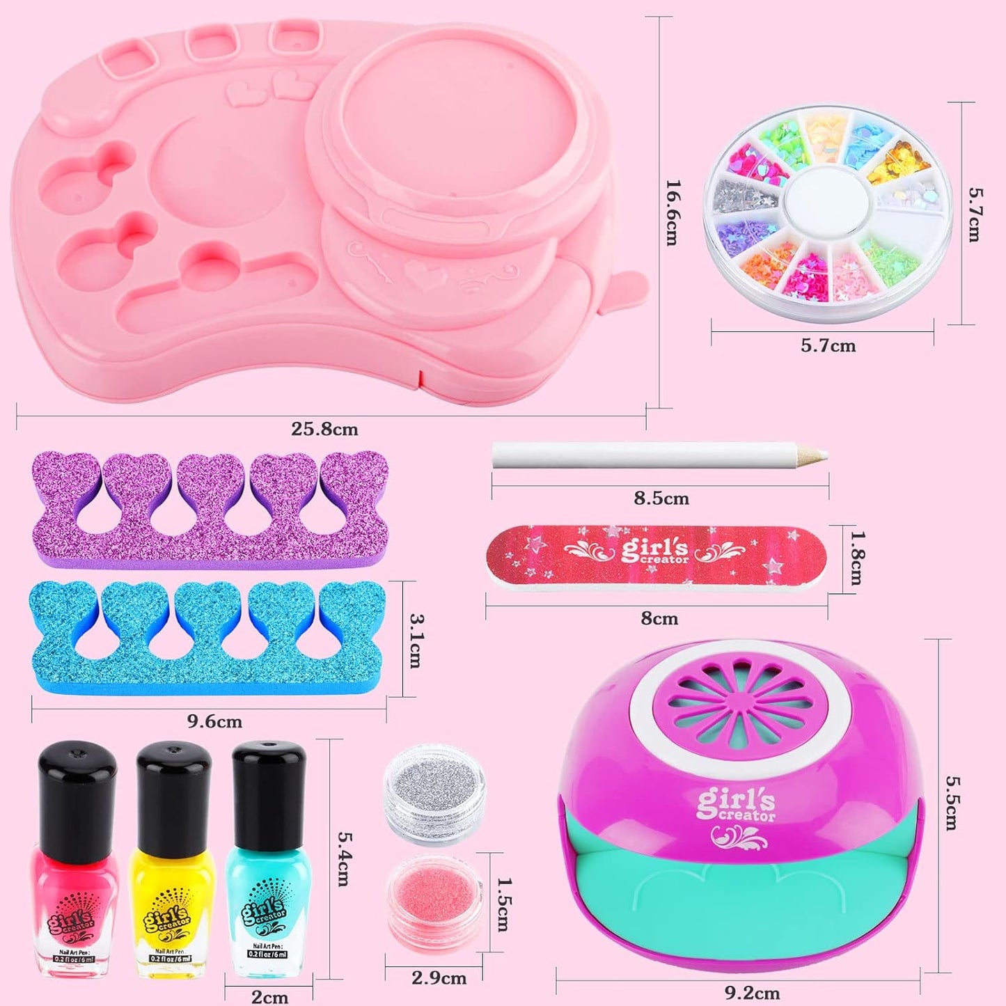 Children's Nail Polish Set, Peel Off Nail Polish and Nail Dryer, Nail Studio Children