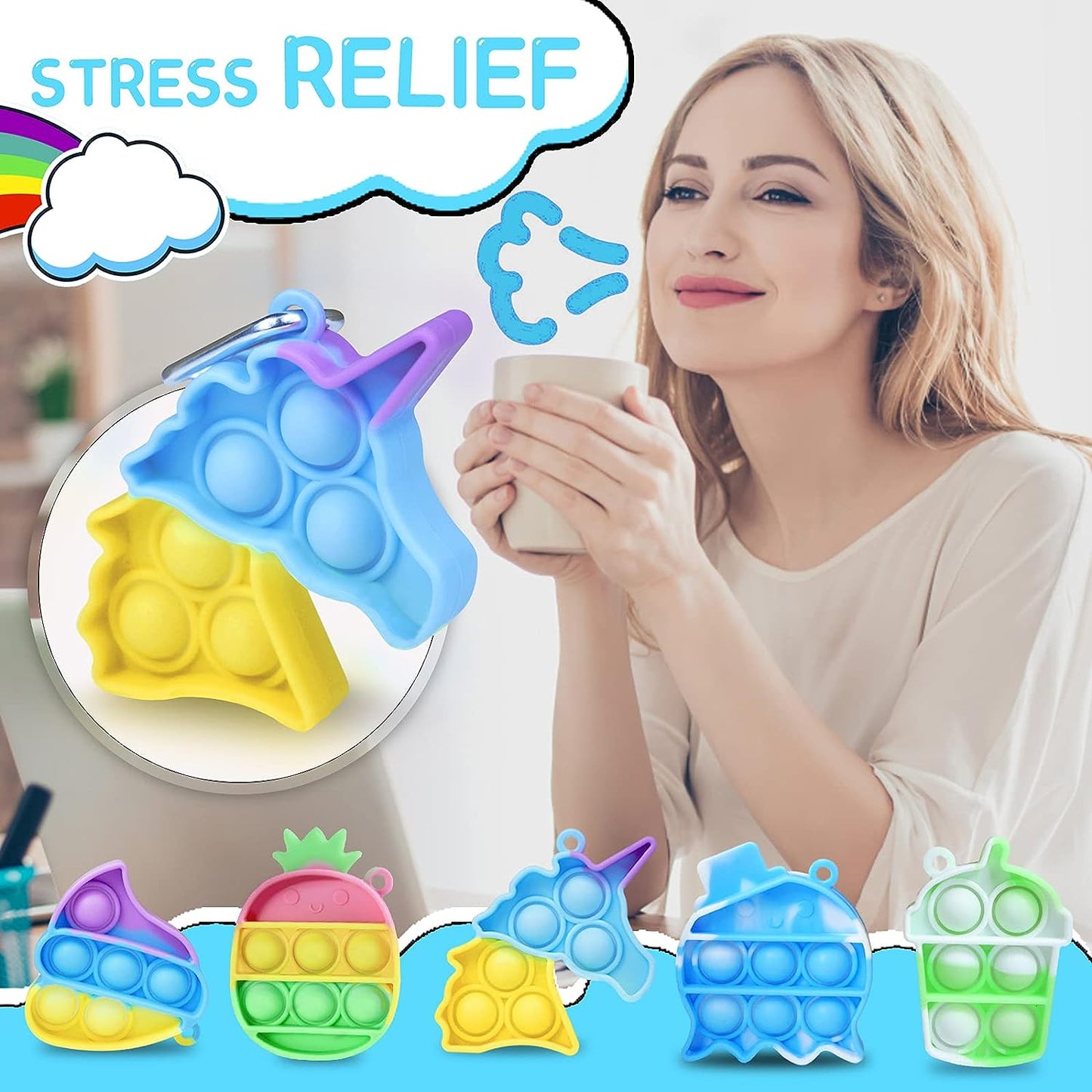 Mini Push it Pop Fidget Stress Relief Toys Set