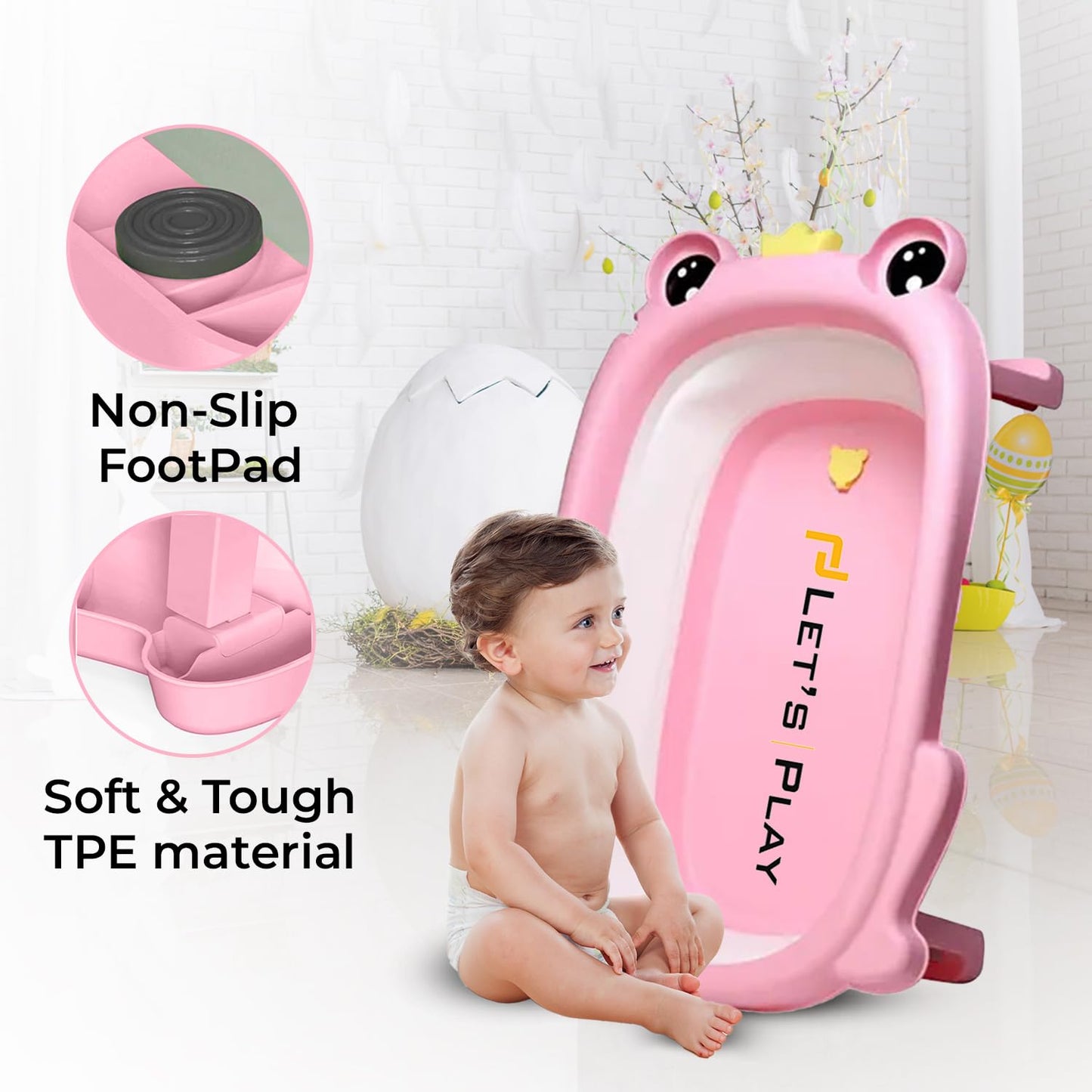 LET'S PLAY Foldable Baby Bath Tub for 0 to 3 Years Kids