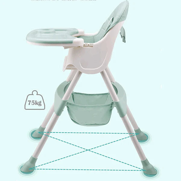 Fiber Baby High Chair Foldable With Removable Tray