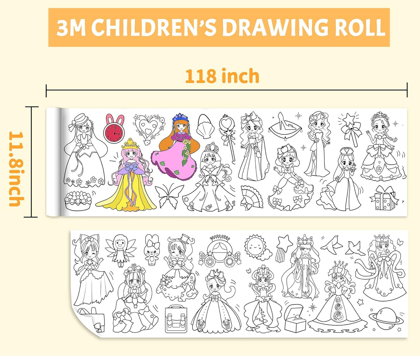 Children's Coloring Drawing Sticker Roll