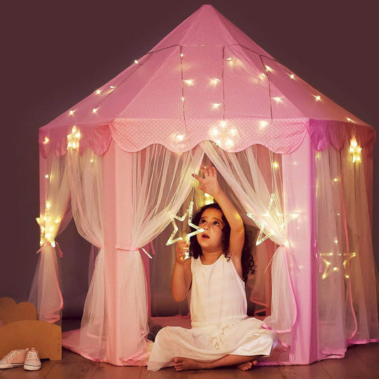 Princess Castle Play Tent with Star Light for Girls