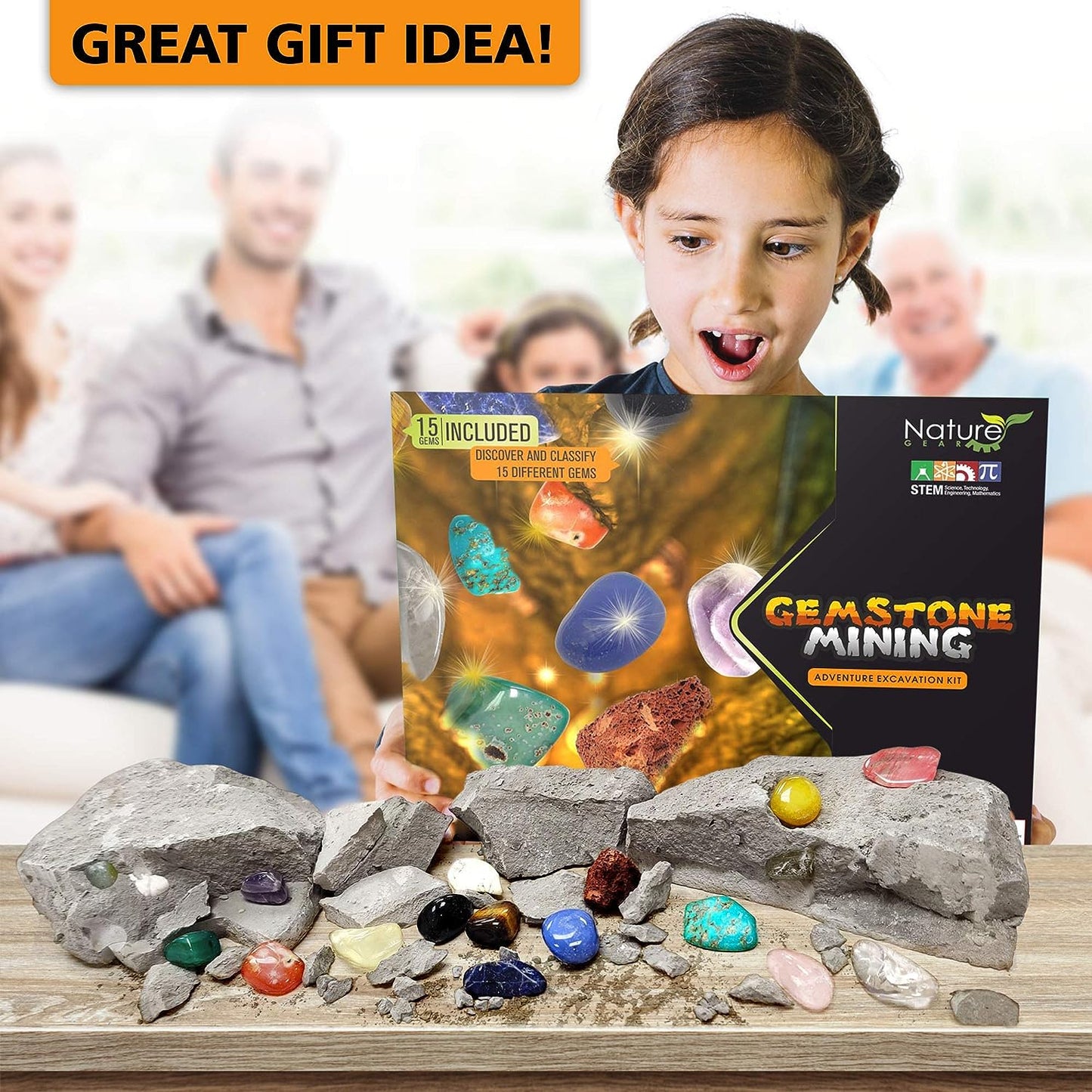 MEGA Gemstone Dig Kit, Science Mining Gift for Boys and Girls