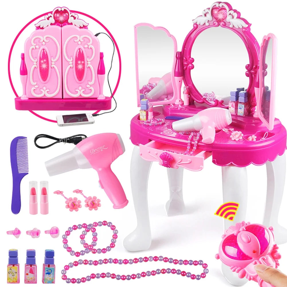 Glamor Mirror Vanity Pink Princess Play Set, Battery Operated