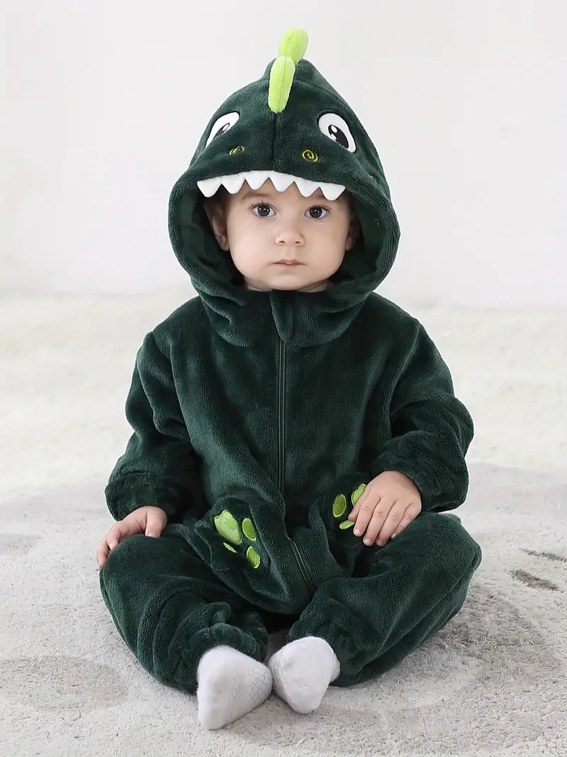 Little Baby Cute Cartoon Dinosaur Long Sleeve Hooded Romper (PRE-ORDER)