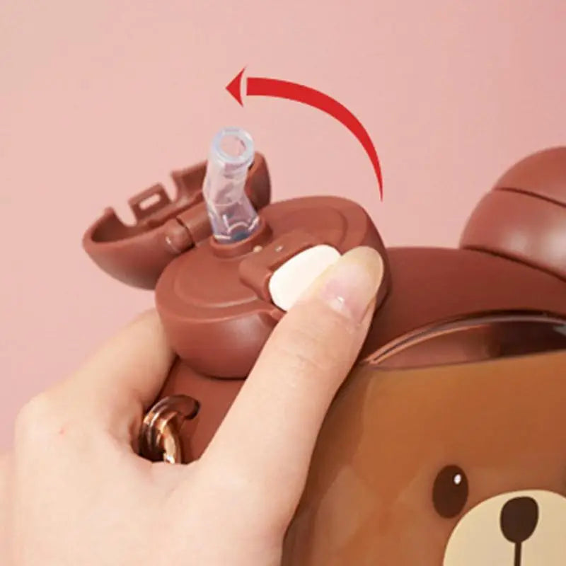 Cute Bear Cup Leak-Proof Double Drinking Mouth 750ml With Straw Drink Bottle Kawaii Water Bottle For Kid Outdoor Drinking Kettle