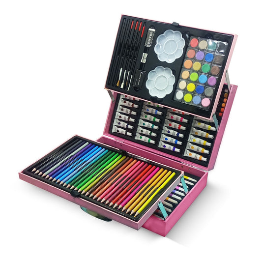 Kids Art Supplies Kit With Wooden Briefcase