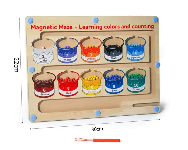 Magnetic Color And Number Maze Wooden Puzzle Board Toys