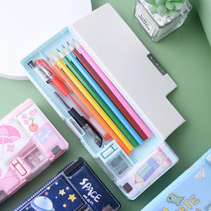 Multifunction Cute Pencil Case Geometry Box Sharpener Pen Holders for School Kids