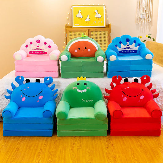 Comfortable Stuffed Folding Stuff Cartoon Plush Kids Sofa Chair Bed