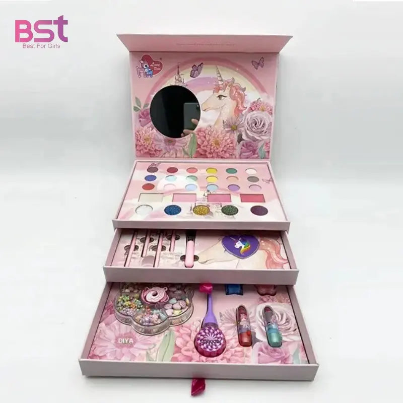 Makeup Kit Beauty 3 In 1 Cosmetics Toys Jewelry Set Diy Bead Promotional Gift For Kids Makeup Toys