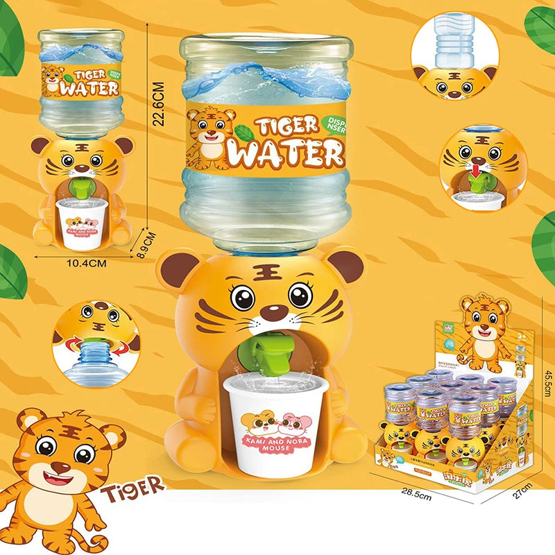 Mini Water Dispenser Cartoon Tiger Water Dispenser For Kids Pretend Play Toys Drinking Water Fountains For Kids Gift