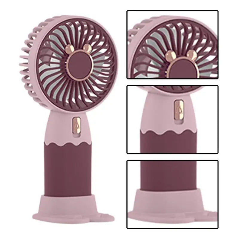 Portable Hand Fan Rechargeable Cooling Mini USB Fan Cute Bear Lady Children Pocket Fans Mini Ventilator Travel Office Use