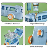 Straw Cup Leak-Proof Portable Cartoon Bus Car Shape Straw Water Bottle with Shoulder Strap Summer Drinking Bottle Leak Proof