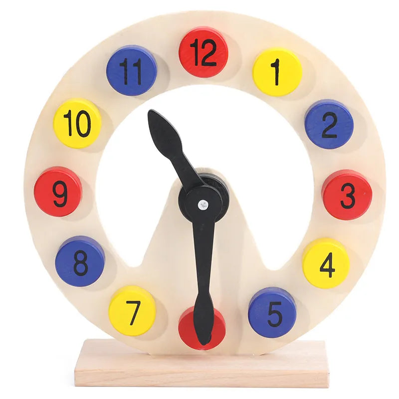 Wooden Two Pointer Clock Model Kid Child Toy Early Learning Resources Time Montessori math toys Teacher Gear Clock Baby Gift