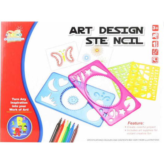 Gift works Art Stencil Design Kit Drawing & Writing Children's Set, Multi-coloured, One Size