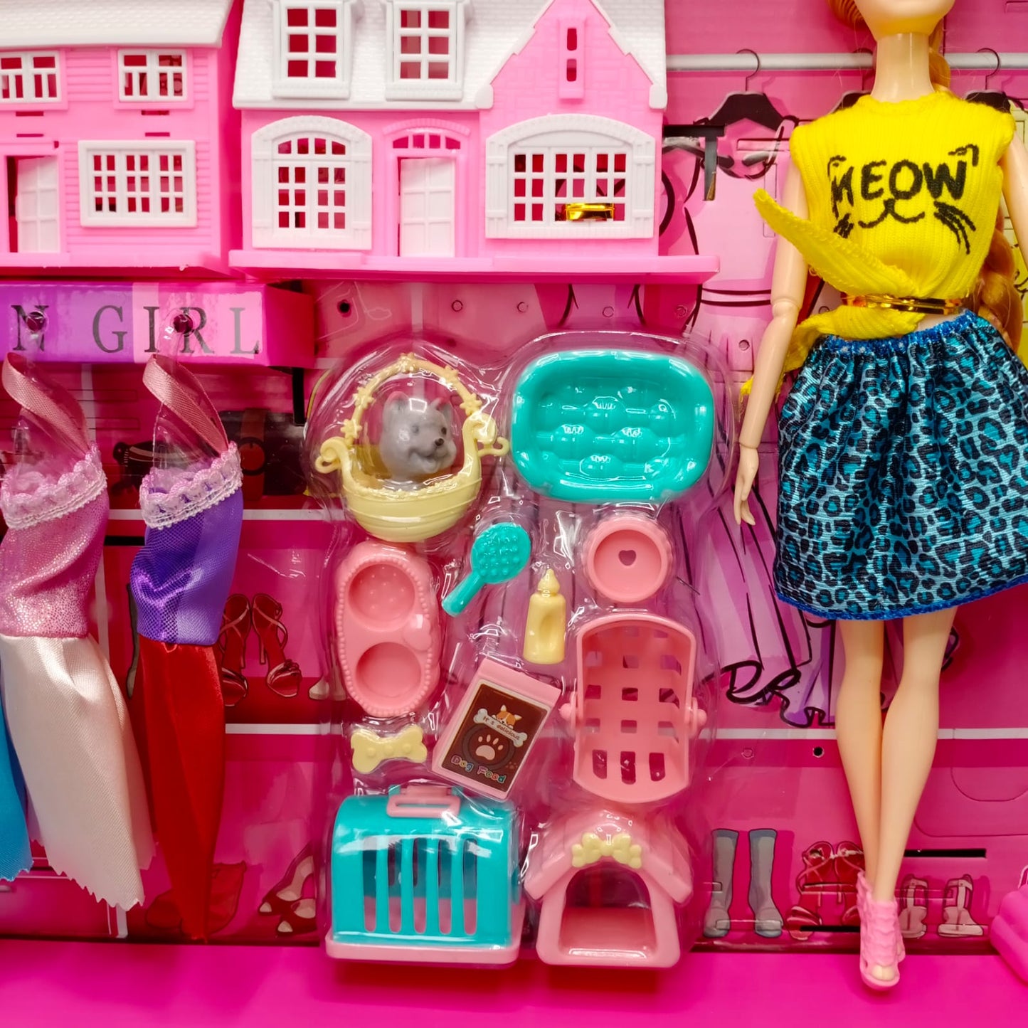 Dolls With Their Personal Wardrobe and House for Kid Girls Play