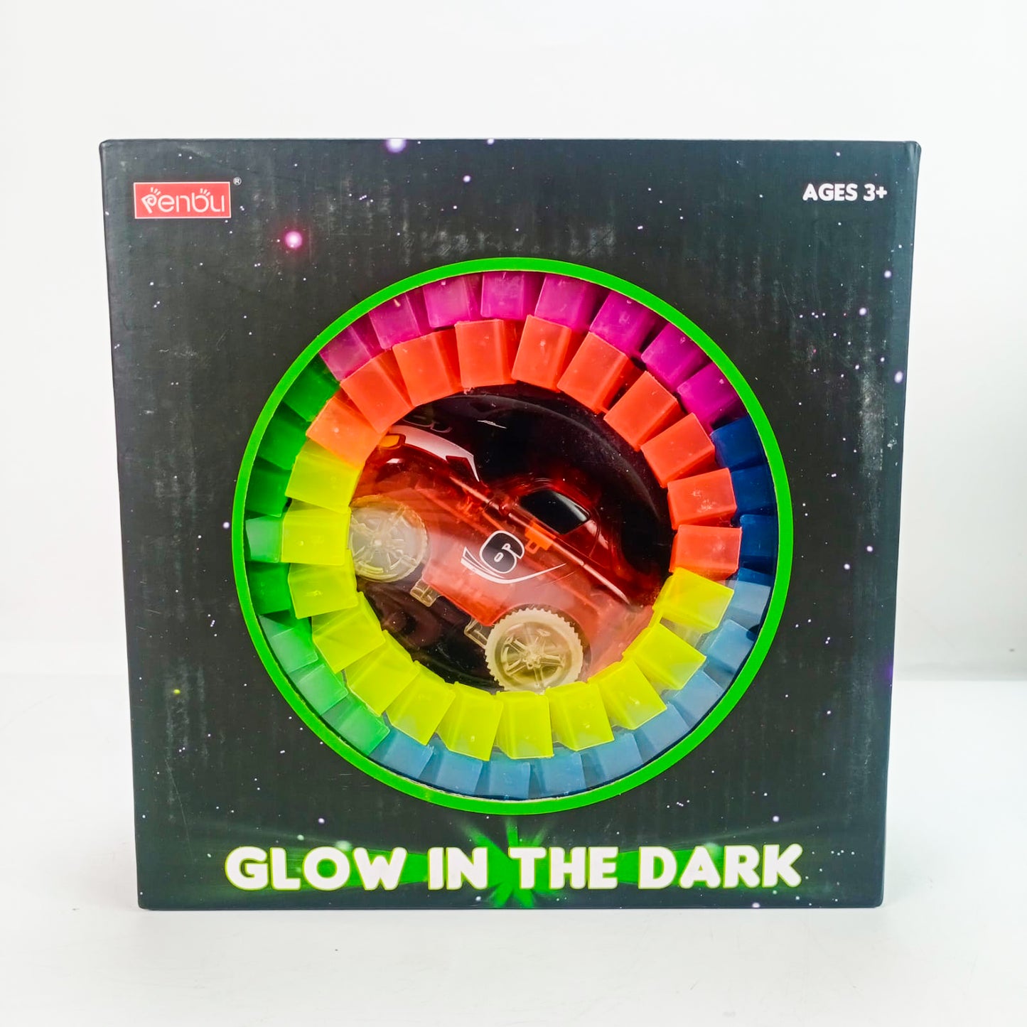 Battery Operated Nifty Glow In Dark Car Wister Track Race Set